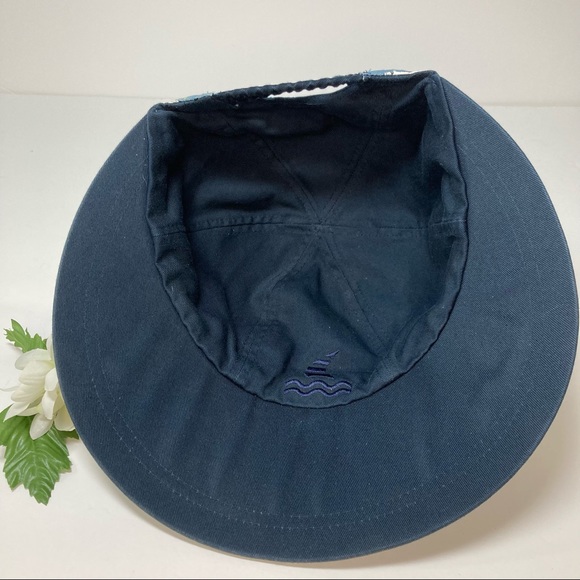 Reversible Sun Hat Wide Brim Navy Light Blue Floral NWOT - Picture 6 of 13